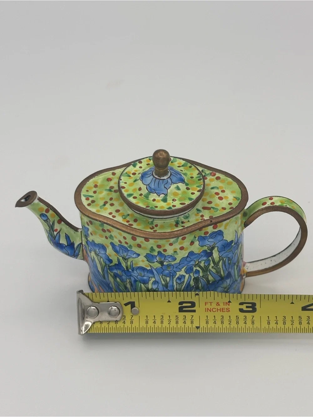 Kelvin Chen Mini Enamel Hand-Painted Teapot Van Gogh Irises “Vincent” - #5012